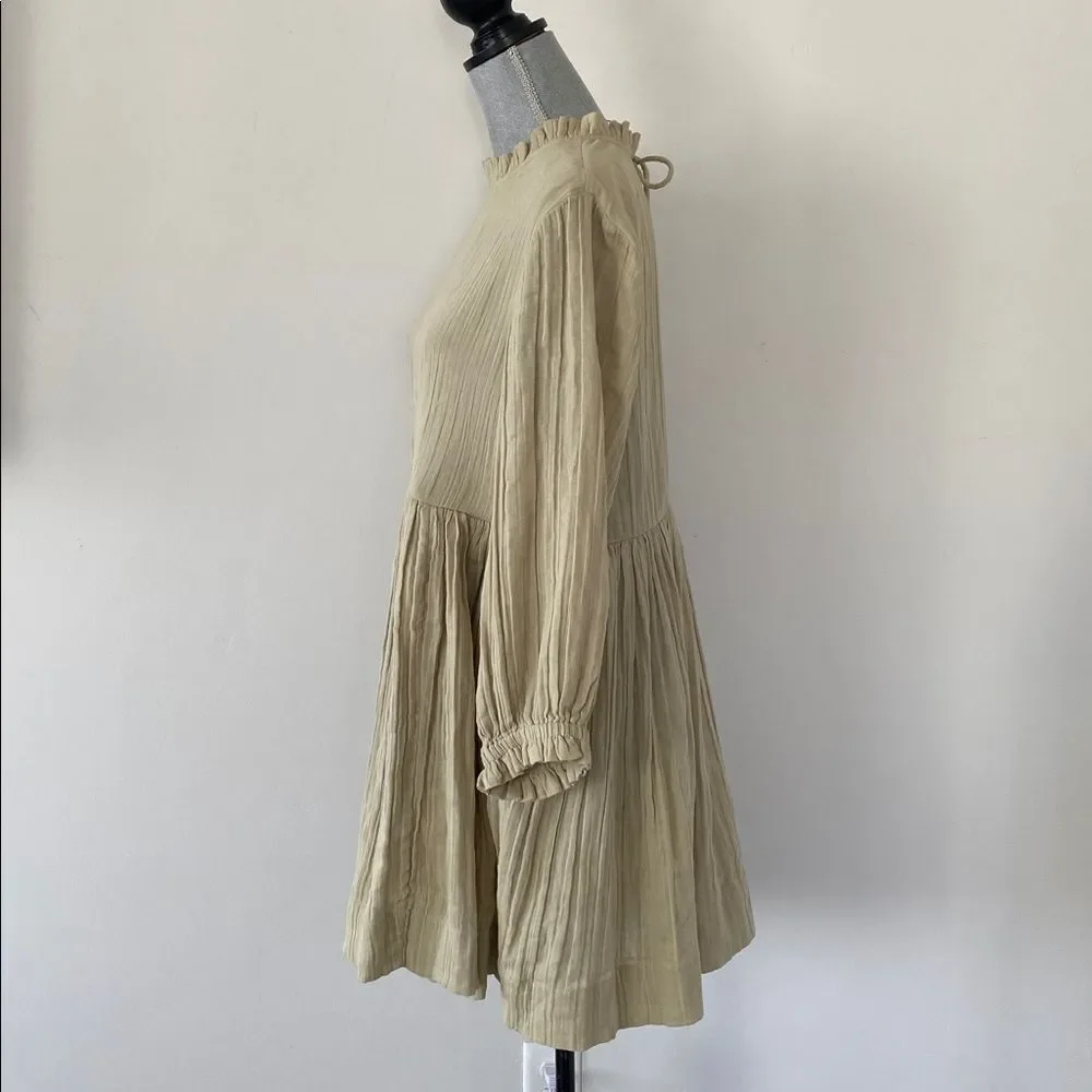 Free People Living for This Mini Dress L Sage Green Babydoll Ruffled Collar Boho